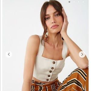 Linen-Blend Crop Top